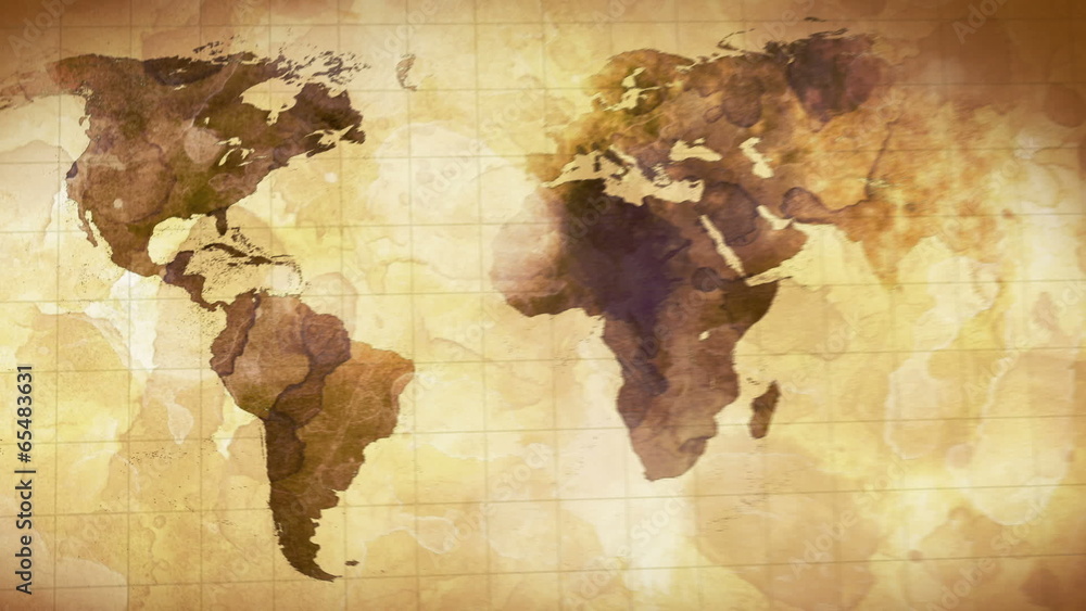 vintage grunge world map animation
