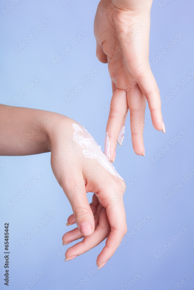 Skin care. Female palms with moisturizing cream. Skin care. Female palms with moisturizing cream.