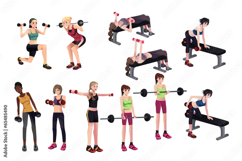 Women exercises with weights