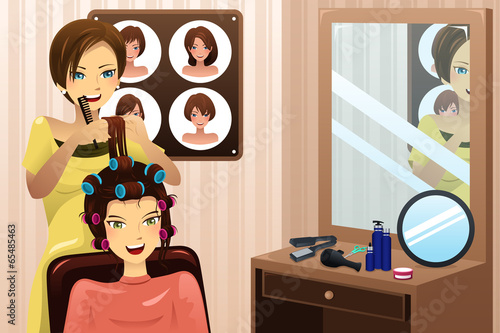 Hairstylist working in a salon