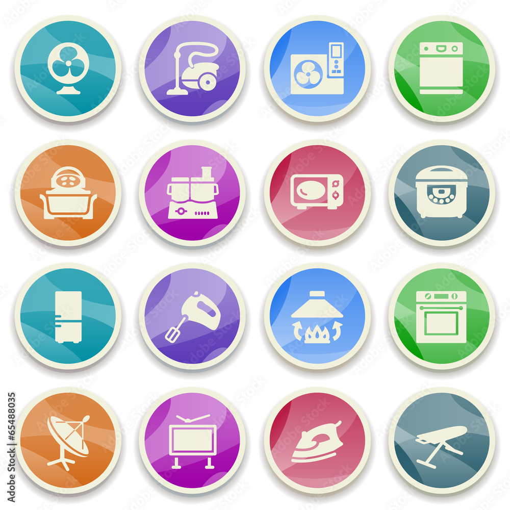 Home appliances color icons. Home appliances color icons.