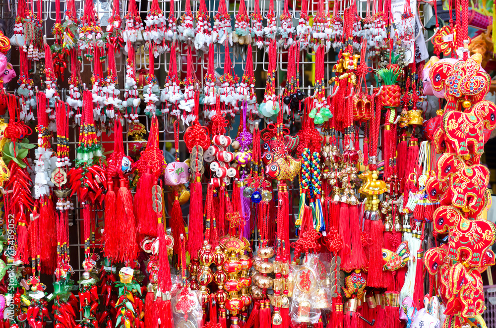 Red chinese tassels at chinatown