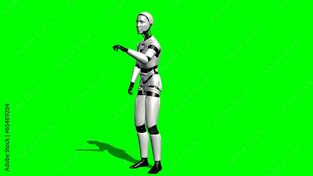 Human I-Robot explains something - green screen Human I-Robot explains something - green screen