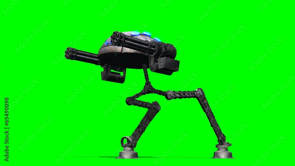 mech war robot walks - green screen mech war robot walks - green screen