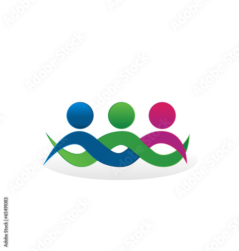 Teamwork friends hugging logo concept vector