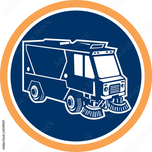 Street Cleaner Truck Circle Retro