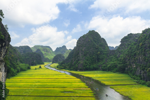 Photography Rice field and river, NinhBinh, vietnam landscapes