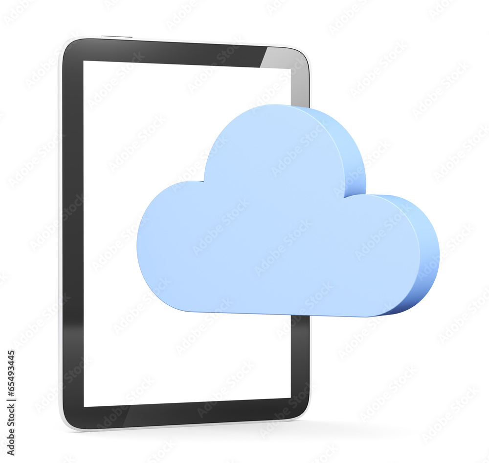 cloud shape speech bubble with tablet cloud shape speech bubble with tablet
