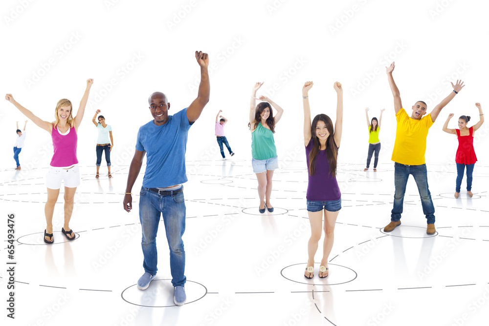 Obraz premium Group of Connected Successful Young People