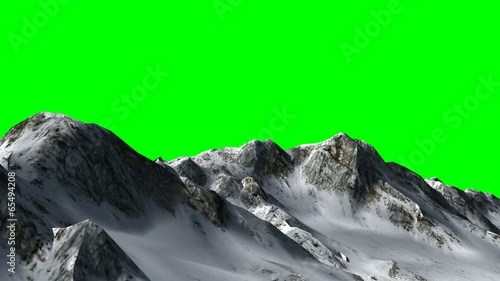 flight over the mountains -  green screen