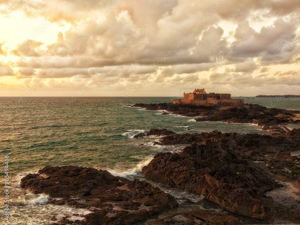 Saint-Malo, Fort national at sunset Saint-Malo, Fort national at sunset