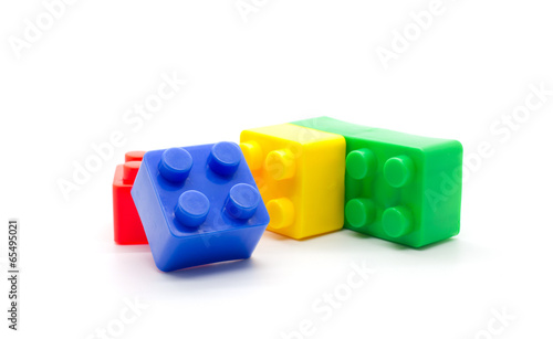 blocks Plastic building blocks on white background