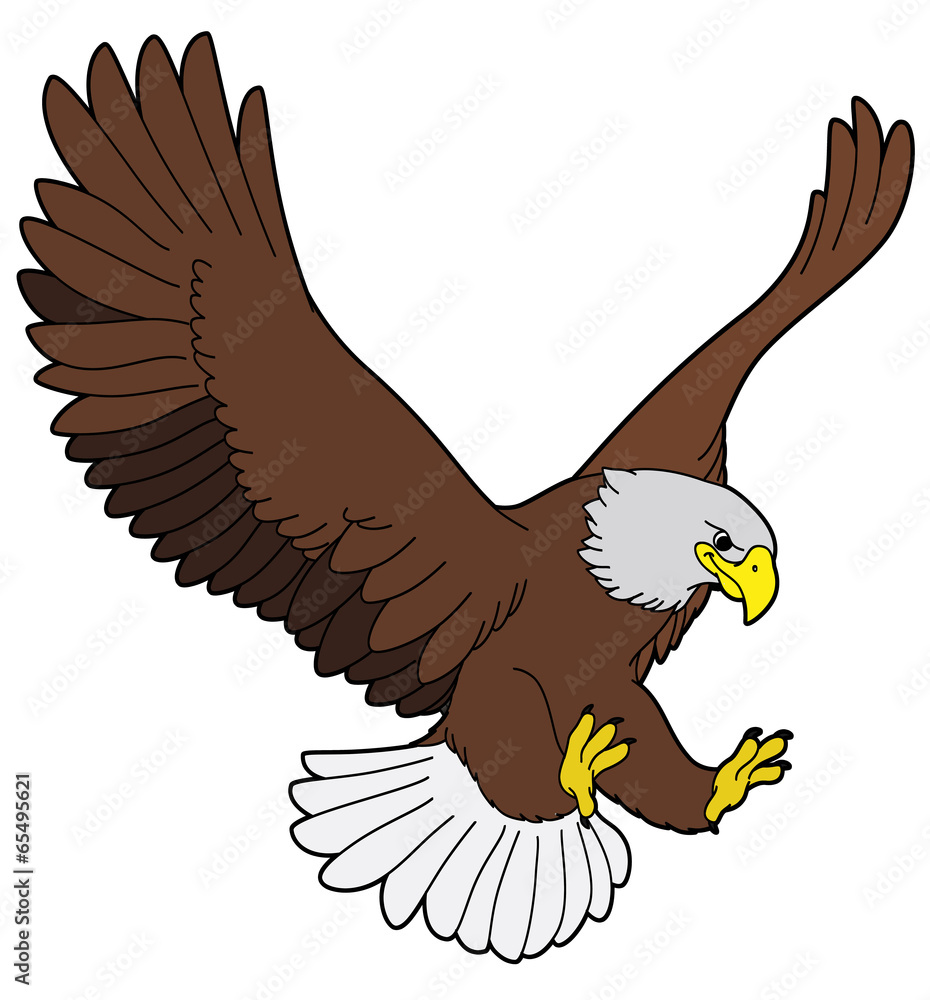 Obraz premium Cartoon animal - eagle - flat coloring style