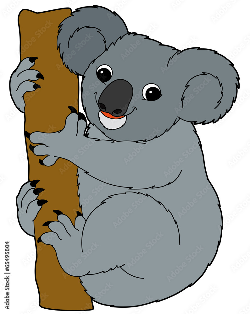 Naklejka premium Kreskówka zwierząt - miś koala - płaski styl kolorowania