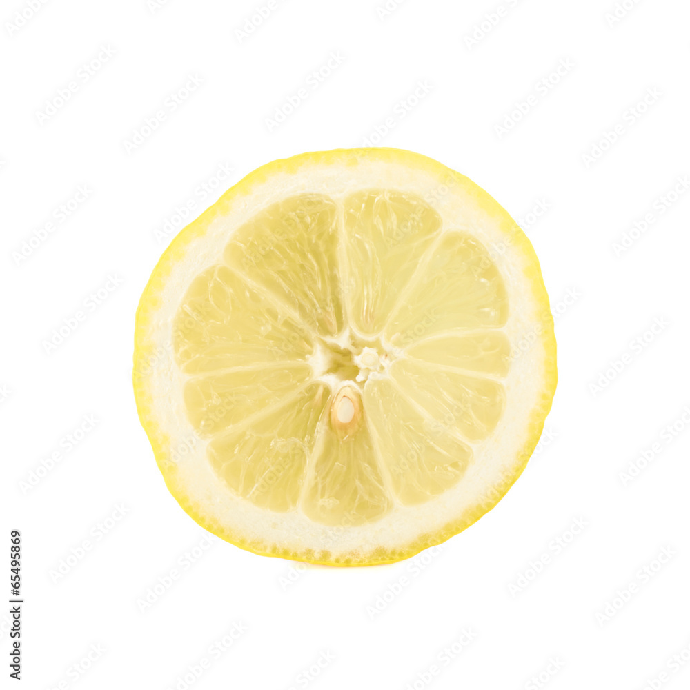 Round lemon slice isolated