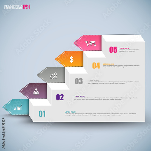 Abstract 3D paper Infographic
