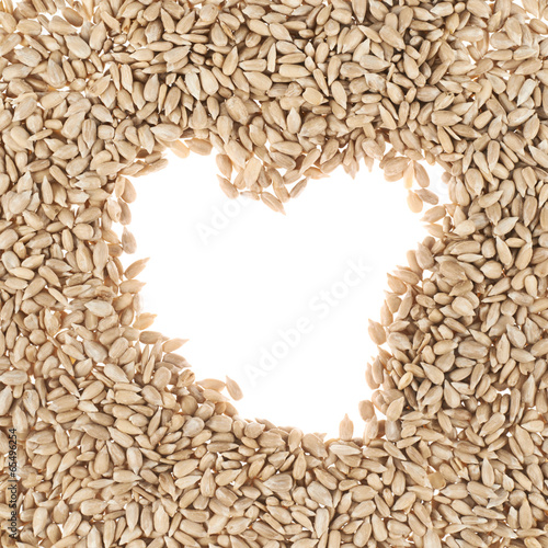 Quadro em tela Hearth shaped sunflower seeds frame