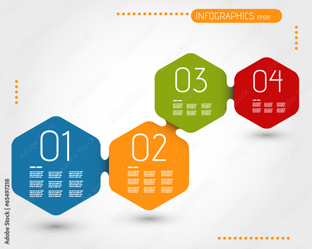 colorful four infographic hexagons colorful four infographic hexagons