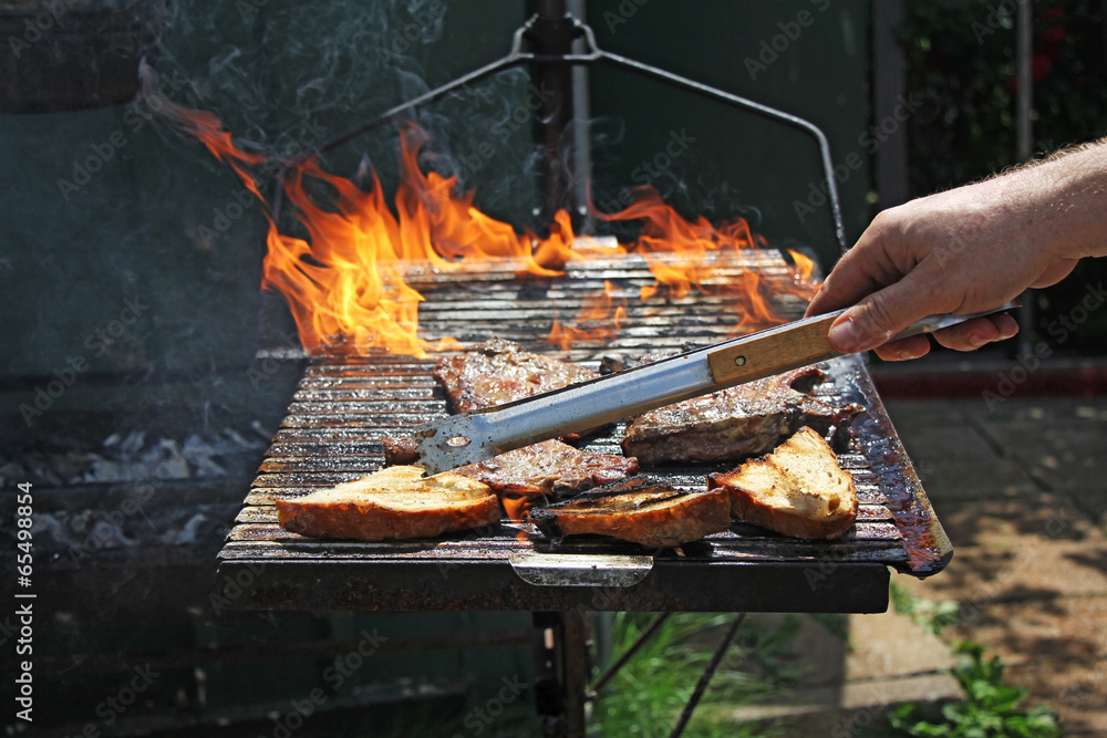 Grill with flames Grill with flames
