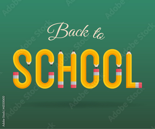 Back to school design elements, pencil typography