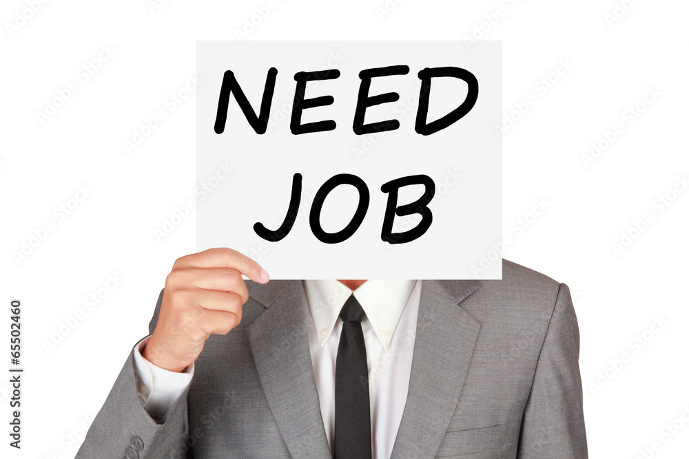 Concept business show paper say need job Concept business show paper say need job