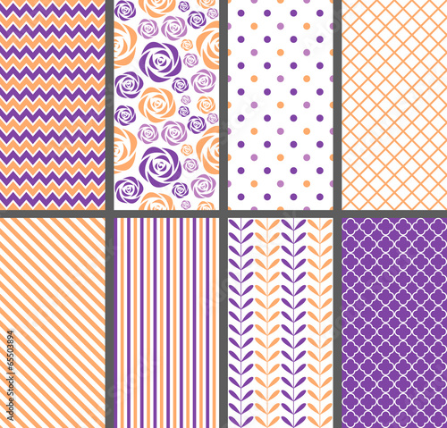Purple & Orange seamless patterns