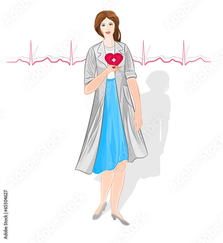 Female doctor of Cardiology vector illustration