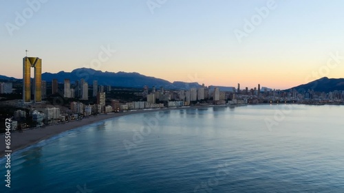 Sunrise over Benidorm bay, a time lapse video