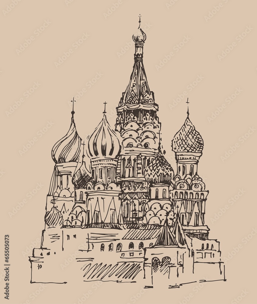 Moscow, city architecture, vintage engraved illustration