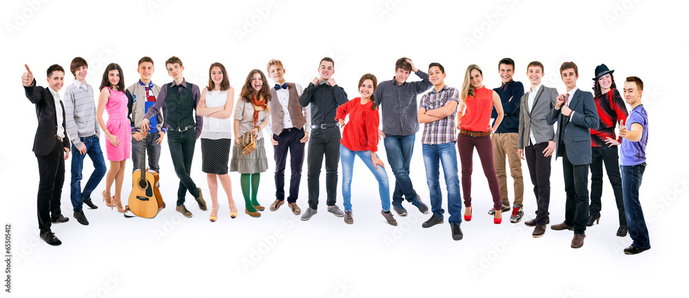 Fototapeta premium Teenage friends large group