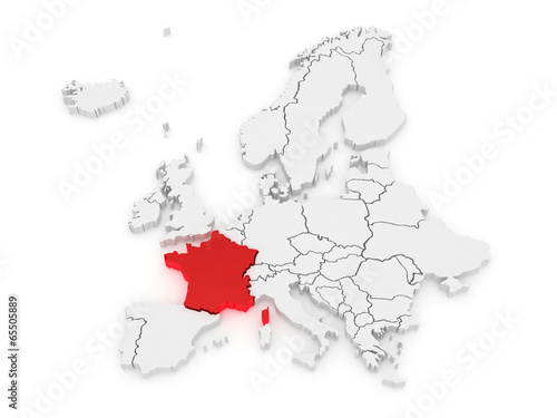 Map of Europe and France.