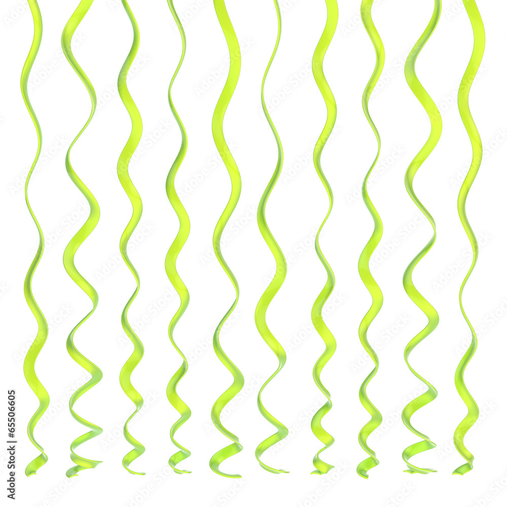 Serpentine ribbons isolated Serpentine ribbons isolated