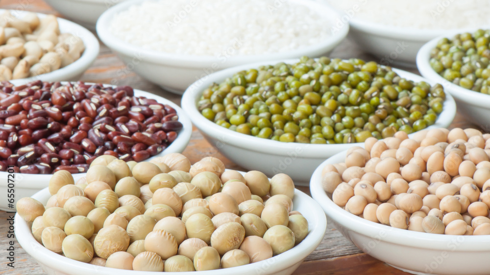 Multicolored beans in ceramics bowl Multicolored beans in ceramics bowl