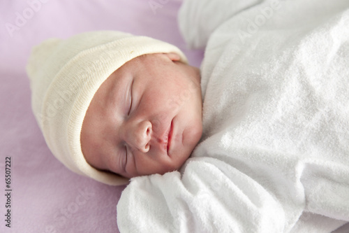 Close-up of a newborn baby sleeping