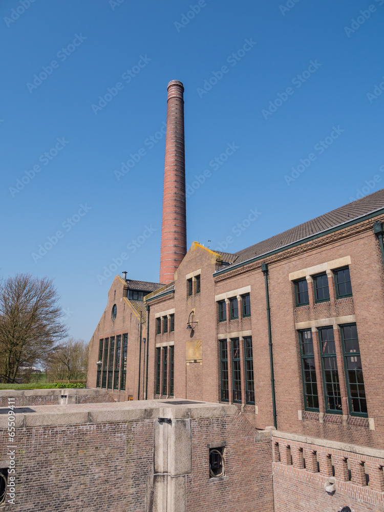 Industrial building with chimney