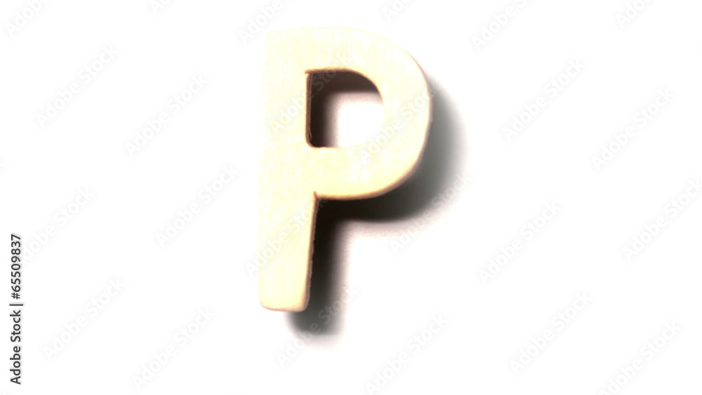 The letter p rising on white background The letter p rising on white background