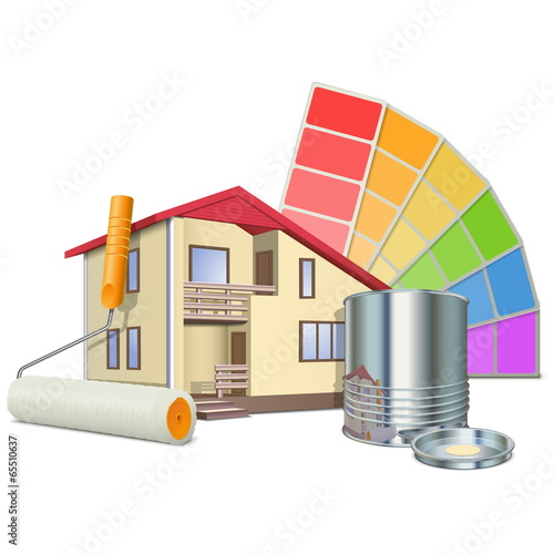 Vector Painting Concept with House