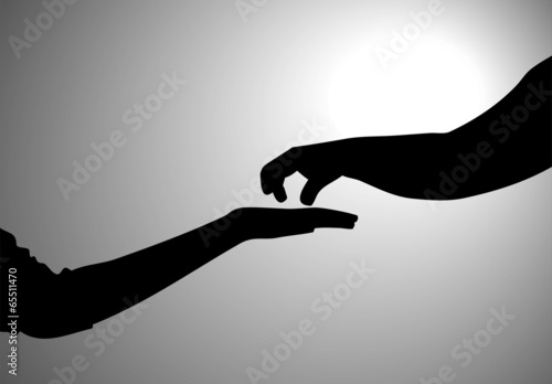 handing over secretly silhouette