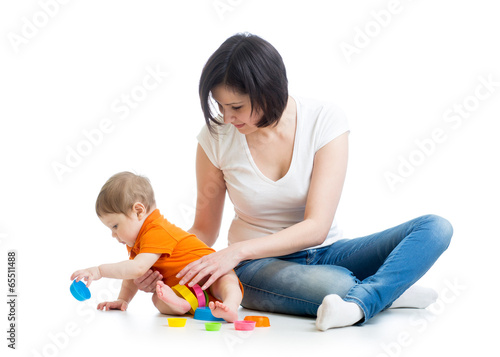 kid and mother play togethe...