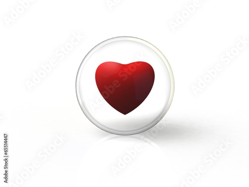 3d heart in a glass sphere