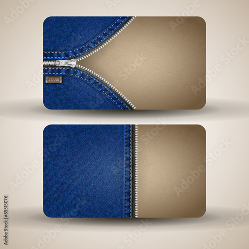Business card template from cardboard and denim