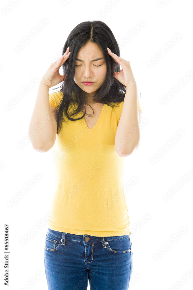 Young Asian woman suffering from headache Young Asian woman suffering from headache