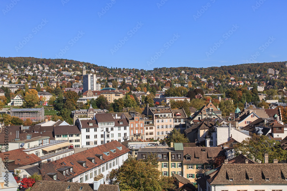Fototapeta premium Zurich cityscape - view from Great Minster