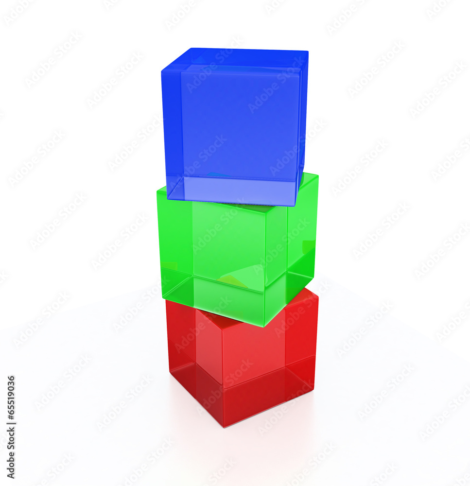 Stack of white cubes on white background. 3D render. Stack of white cubes on white background. 3D render.