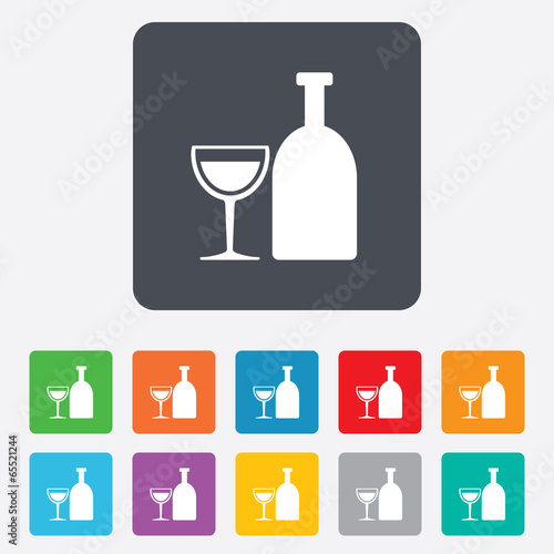 Alcohol sign. Drink symbol. Bottle with glass