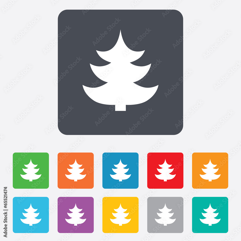 Christmas tree sign icon. Holidays button. Christmas tree sign icon. Holidays button.