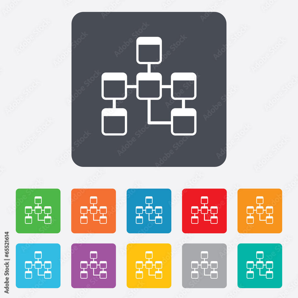Database sign icon. Relational database schema. Database sign icon. Relational database schema.
