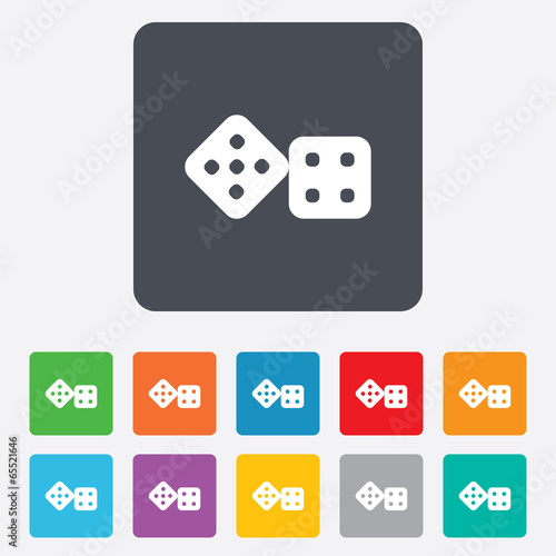 Dices sign icon. Casino game symbol.