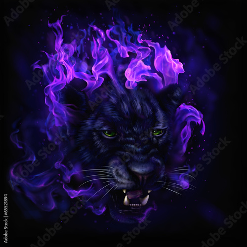panther head in flames photo