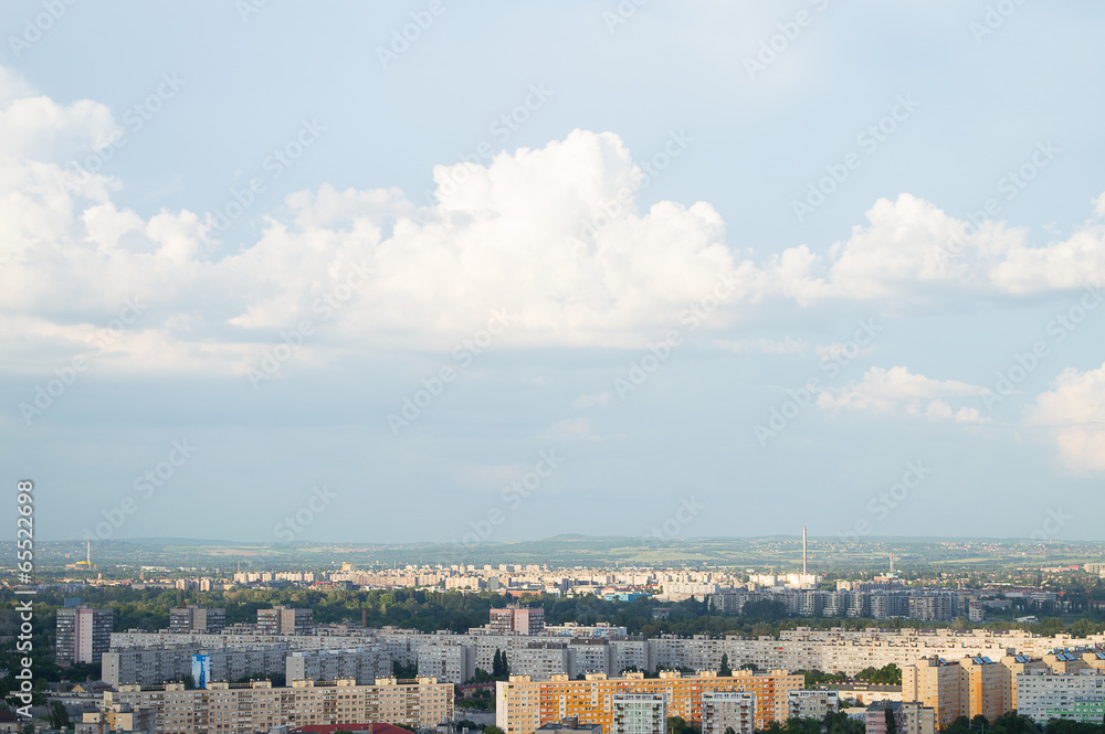 Typical socialist block of flats in Hungary with cloudy sky Typical socialist block of flats in Hungary with cloudy sky
